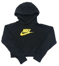 Černá crop mikina s logem a kapucí Nike 