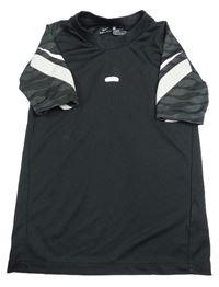 Černo-army sportovní funkční tričko s pruhy Nike 