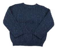 Tmavomodrý vzorovaný vlnený sveter Primark