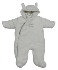 Bílá chlupatá zateleplená kombinéza s kapucí Mothercare