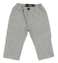 Bielo-modro-sivé pruhované plátenné nohavice Ido