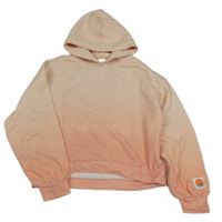 Svetloružová ombré crop mikina s kapucňou