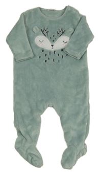 Svetlomodrý plyšový overal so srnkou Next