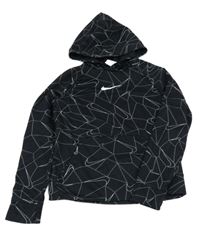 Černá funkční sportovní mikina s logy a kapucí Nike 