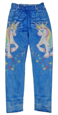 Modré legíny s jednorožcami