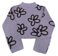 Levandulový crop sveter s kvetmi H&M