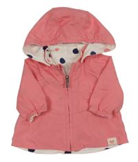 Růžová šusťáková jarní bunda s odepínací kapucí 