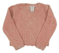 Svetloružový žinylkový crop sveter Tommy Banana