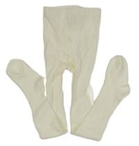 Smetanové žebrované punčocháče H&M