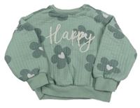 Zelená prešívaná oversize mikina s kvietkami George