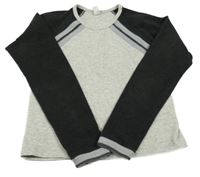 Sivo-tmavosivá mikina s fleecovymi rukávy