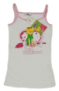 Nové - Bielo-ružový top s potiskem Bibi Blocksberg