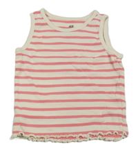 Smetanovo-ružový pruhovaný rebrovaný crop top H&M