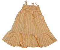 Oranžové plátenné žabičkové šaty H&M