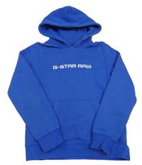 Modrá mikina s logom a kapucňou G-Star RAW