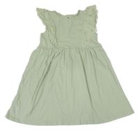 Světlezelenošedé bavlnené šaty s volánikmi H&M