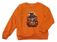 Oranžová mikina s halloweenským motívom