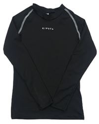 Čierne funkčné športové tričko s logom KIPSTA