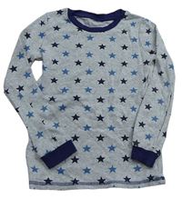 Sivo-tmavomodré melírované pyžamové tričko s hviezdičkami