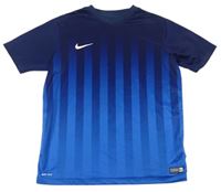 Tmavomodro-modrý pruhovaný funkční fotbalový dres s logom Nike
