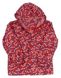 Červená šušťáková nepromokavá outdoorová bunda s kvietkami a kapucňou REGATTA