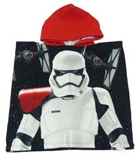 Čierno-červená froté pončo osuška so Star Wars a kapucňou