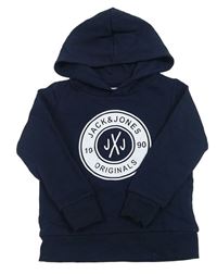 Tmavomodrá mikina s logem a kapucí JACK&JONES