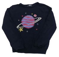 Tmavomodrý sveter s planetami PRIMARK