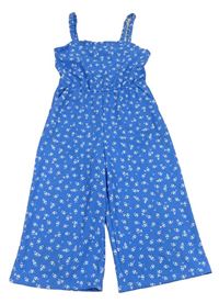 Modrý kvetovaný vzorovaný nohavicový culottes overal PRIMARK