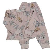 Svetloružové plyšové pyžama s Disney zvieratkami a volánikmi Disney