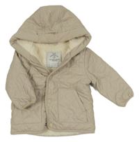 Světlebéžová prošívaná šusťáková zateplená bunda s kapucí George