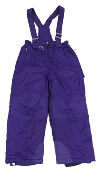 Tmavofialové šusťákové zimní oteplovačky s odepínacími trakami 32