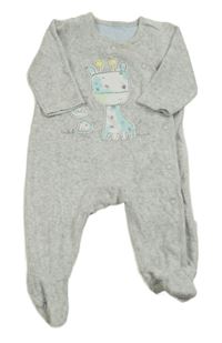 Světllešedý melírovaný zamatový overal so žirafou Mothercare