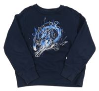 Tmavomodrá mikina s potlačou Uniqlo