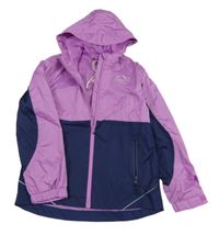 Fialovo-tmavomodrá šušťáková funkčná jarná bunda s kapucňou crane