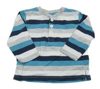 Modro-tmavomodro-bílo-šedé pruhované triko Topomini