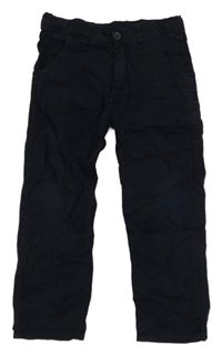 Tmavomodré plátenné nohavice