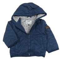 Tmavomodrá prošívaná šusťáková zateplená bunda s kapucí C&A