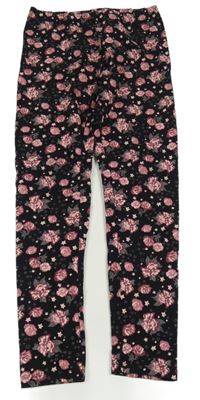 Čierne legíny s růžemi YIGGA