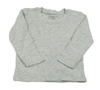 Sivé melírované rebrované tričko PRIMARK