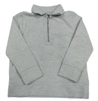 Svetlosivá melírovaná vzorovaná mikina s golierikom F&F