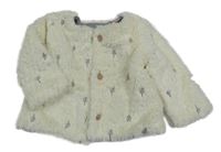 Smetanový kožešinový podšitý kabátek s větvičkami Zara