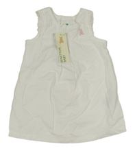 Nové - smotanové plátenné šaty so zajačikom Benetton