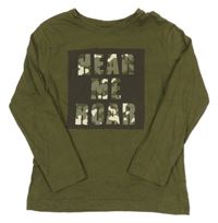 Khaki triko s nápisy PRIMARK