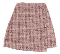 Ružovo-čierno-sivo-biela kockovaná melírovaná tepláková sukňa s gombíkmi SHEIN