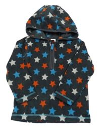 Tmavošedá fleecová mikina s hvězdičkami a kapucí C&A