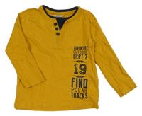 Horčicové tričko s nápismi a číslom Topolino