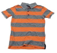 Tmavomodro/oranžové pruhované melírované polo tričko dopodopo