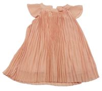 Broskvové plisované šaty s mašlou C&A