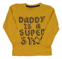 Horčicové tričko s nápismi PRIMARK